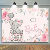 Lofaris Floral Pink Oh Baby Photoshoot Backdrop for Shower